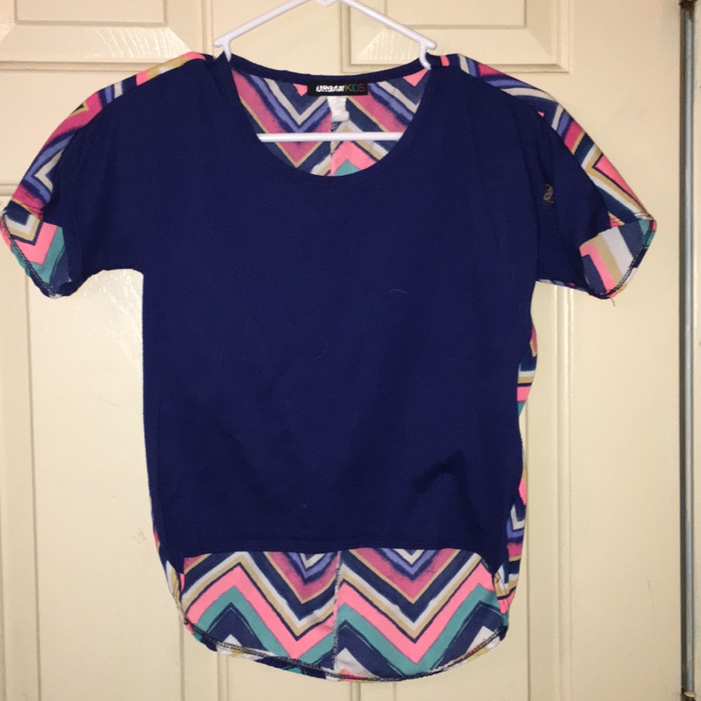 navy blue kids shirt with chevron